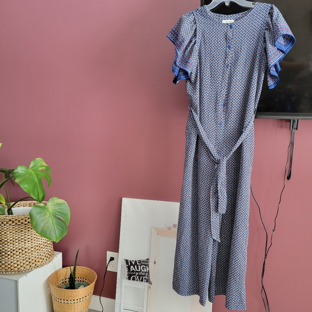 Max Studio Navy and Blue Jumpsuit